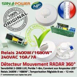 Détecteur Relais Automatique Ampoules Hyperfréquence Lampes HF 360° Capteur LED Radar de Éclairage Mouvement Luminaire Micro-Ondes