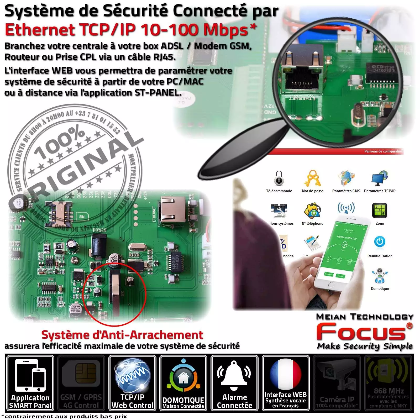Maison 2 pièces F2 Cave Garage Sous-Sol SmartPhone Ethernet TCP IP Réseau GSM Détecteur Ouverture Sirène Protection Infrarouge Présence Capteur Porte Fenêtre Télécommande Alarme Détection Mouvement Pyroélectrique Contrôle Accès RFID Logement Connecté