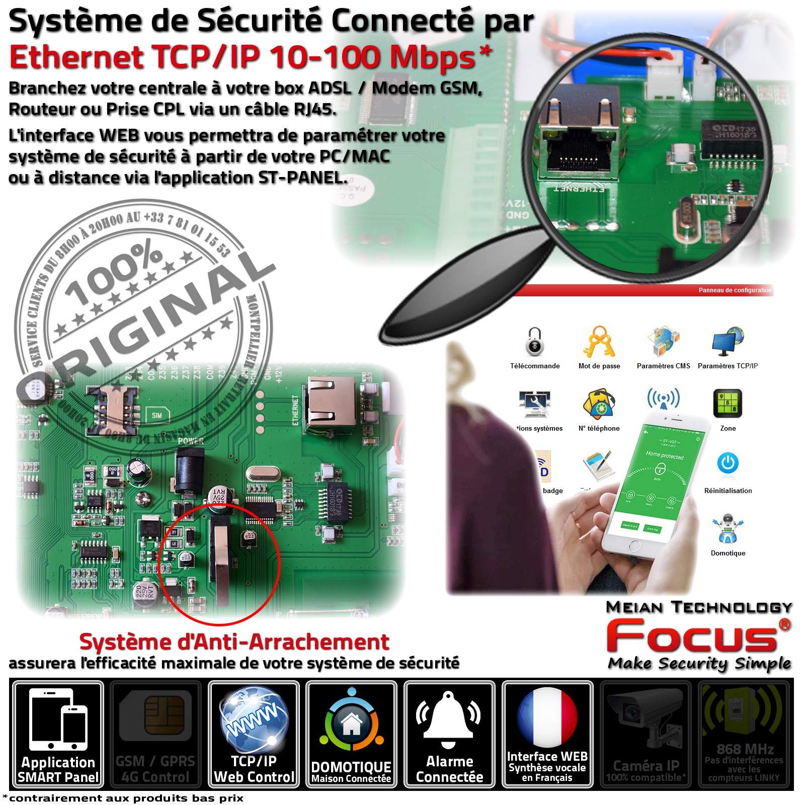 Réserve Magasin Système Alarme Surveillance Sécurité Connecté FOCUS ST-VGT Ethernet GSM TCP-IP 868MHz Sans-Fil Compatible Orion