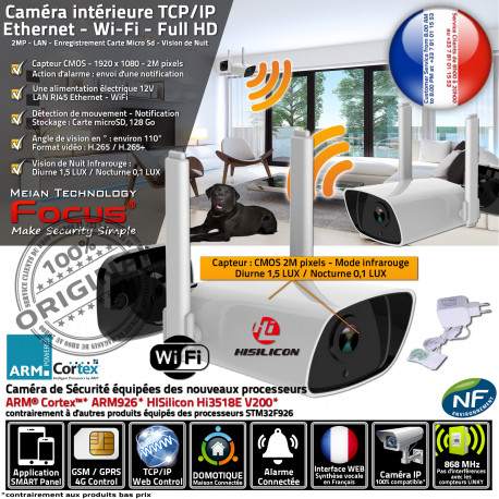 Surveillance IP HA-8405 Wi-Fi Vision Ethernet Enregistrement avec Meian Caméra microSD RJ45 Nocturne Maison Intérieure Alarme Protection