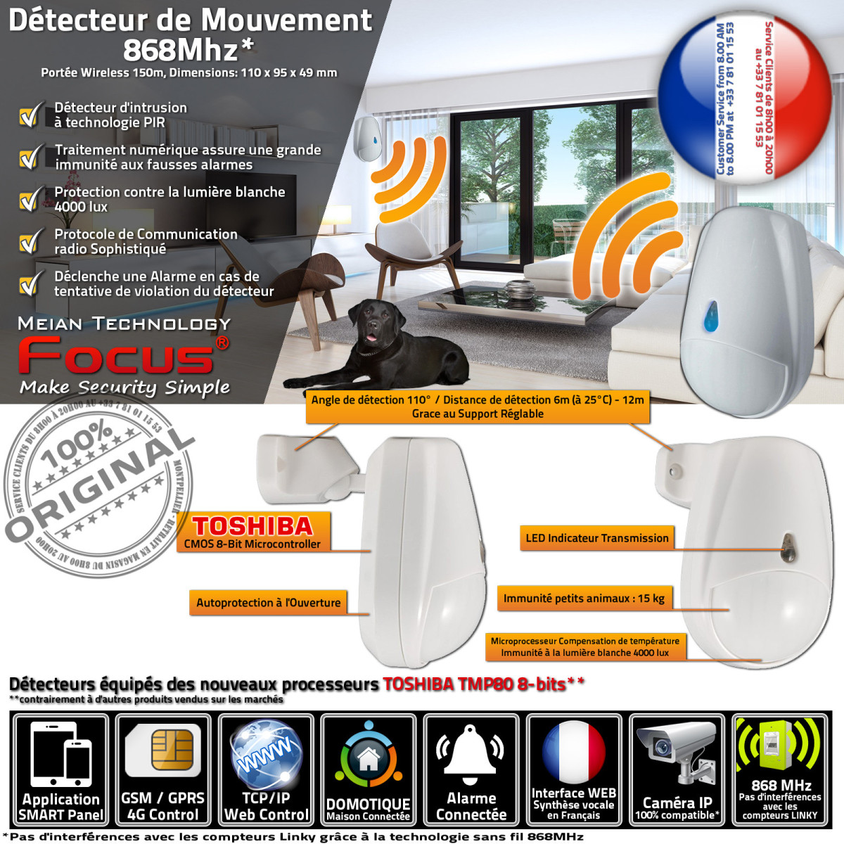 Alarme Connectée FOCUS HA-VGT – 868MHz, 4G Sans Abonnement – Pack F5 Complet