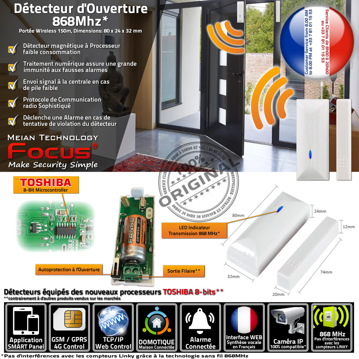 Centrale Alarme Connectée Maison MD-334R Meian - Sans Fil Reseau 868mhz Ethernet Meian 1514