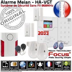 PACK Sécurité 868MHz Détecteur Mouvement Connecté ORIGINAL Système Ouverture Sirène Garage Magnétique Alarme 4G Appartement HA-VGT FOCUS F2
