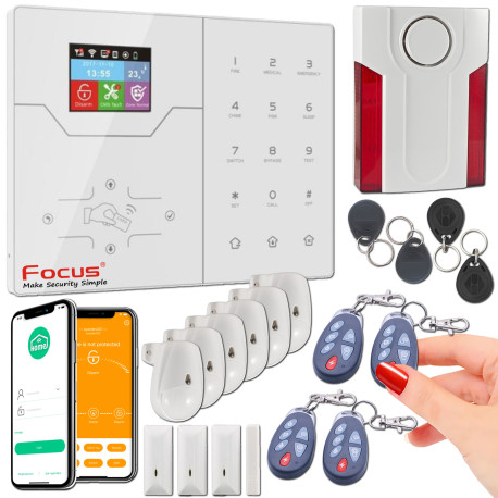 Maison 6 PACK FOCUS ST-VGT 4G 868MHz pièces Sécurité Alarme GSM Ethernet Surveillance sans abonnement Connecté Système TCP-IP