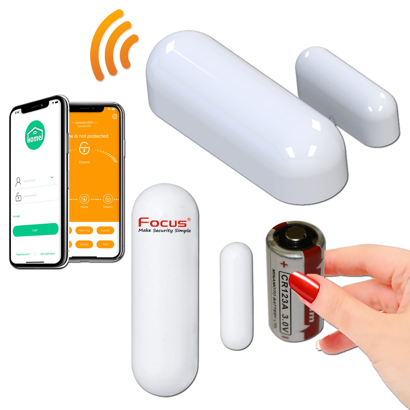 Détecteur D'ouverture Magnétique Meian MD-211R 868 MHz – Pour Alarme Connectée IP