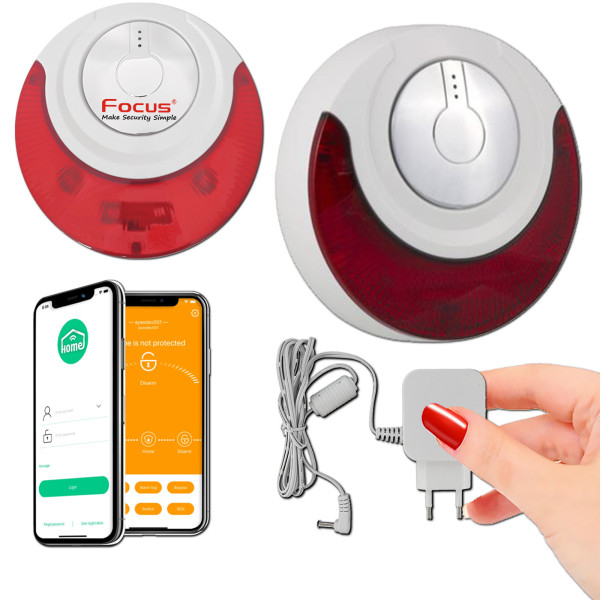Sirène MD-214R 868MHz Autonome FOCUS Meian Fil Sans Avertisseur Garage Puissante Bureaux Intérieure Détecteur Réseau Cabinet Sur